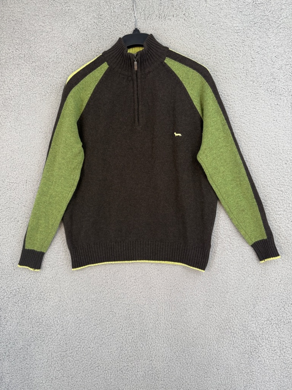 Men's Half-Zip Colorblock Sweater - Green & Brown